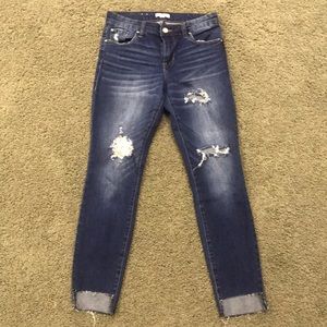 BP Step Hem Distressed Jeans With Velvet Underlay